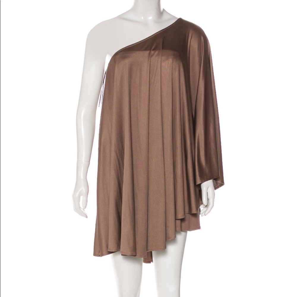 Mara Hoffman one sleeve brown silk dress NWT xs